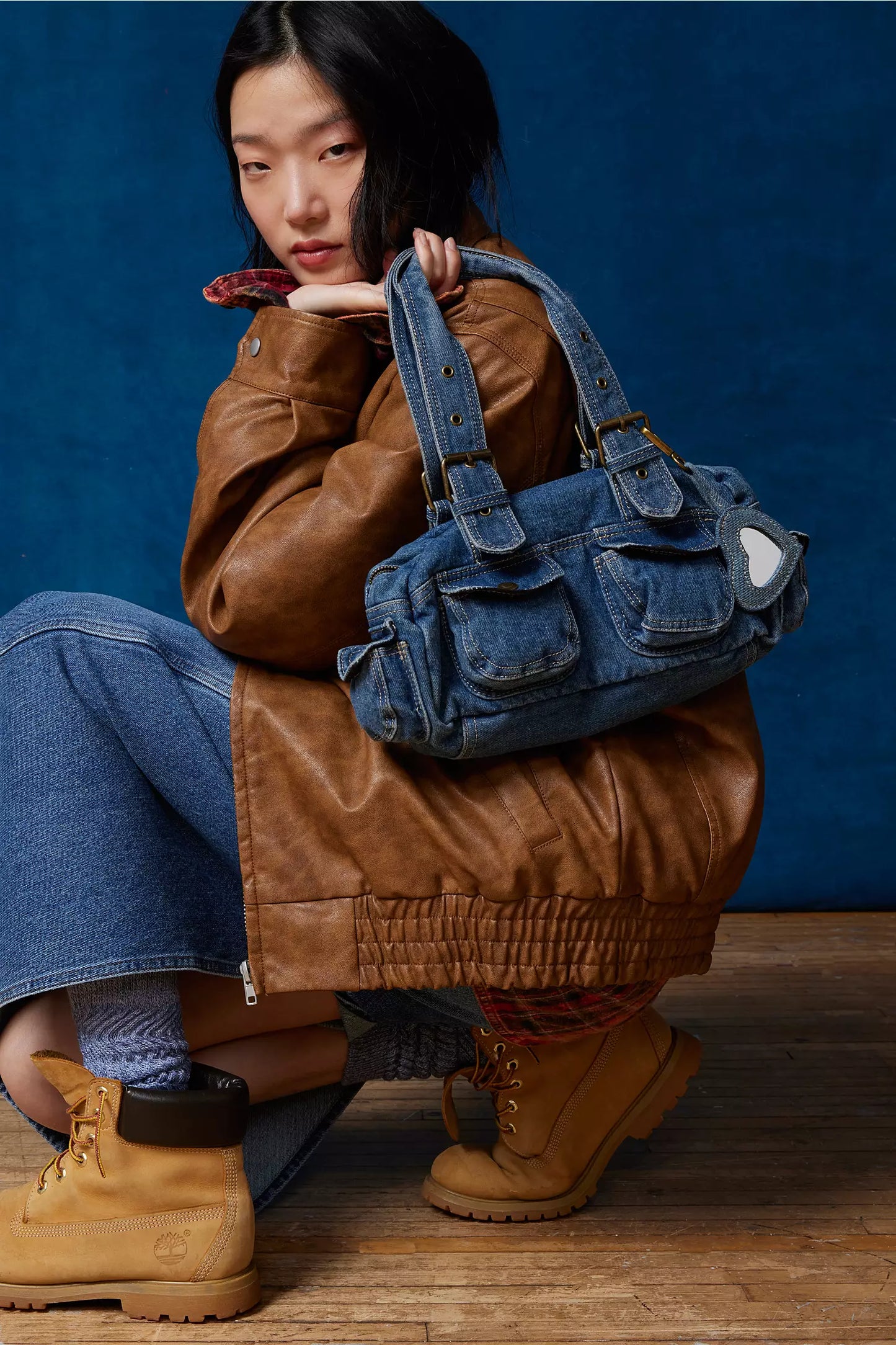 Vintage Denim Shoulder Bag