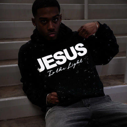 "Jesus is The Light" Rhinestone Hoodie